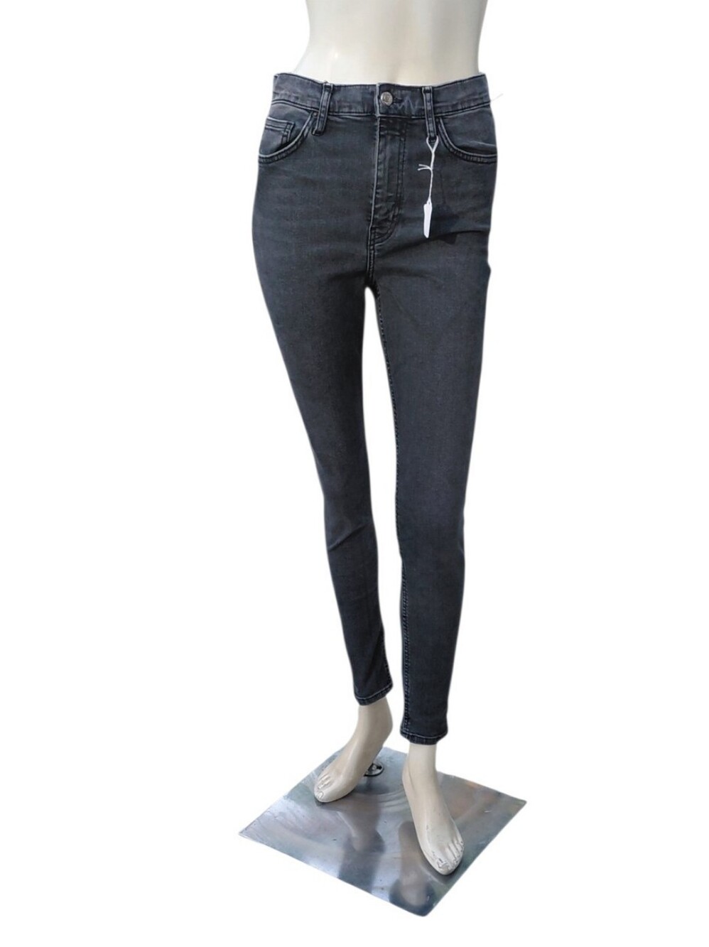 92526 Topshop Women's High-Rise Skinny Jeans Charcoal Gray Size W28 L32 10" Rise